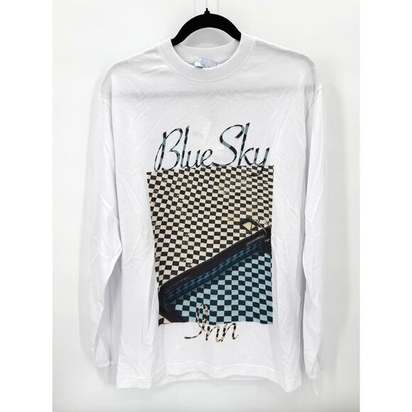 NWT Blue Sky Inn Check Pool Long Sleeve White T-Shirt Men's Size SMALL - Picture 1 of 12